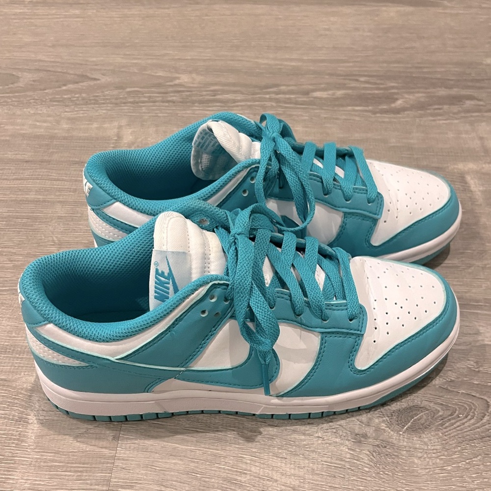 Nike Low Dunk Teal & White Shoes - size 7.5